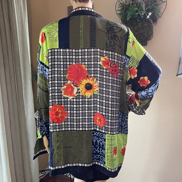 DAVID MICHAEL OVERSIZED SILK BUTTON DOWN M - Picture 2 of 5